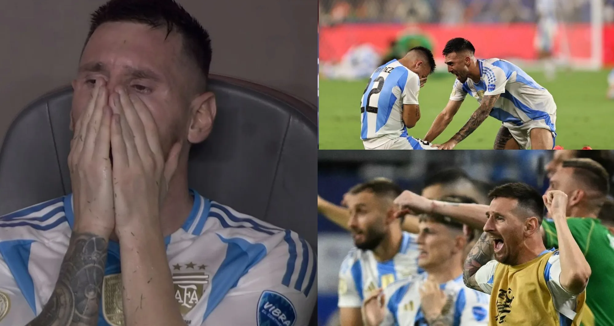 Messi in lacrime e poi la grande gioia dopo il gol di Lautaro