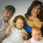 Mariagrazia Bedin con il compagno e i figli