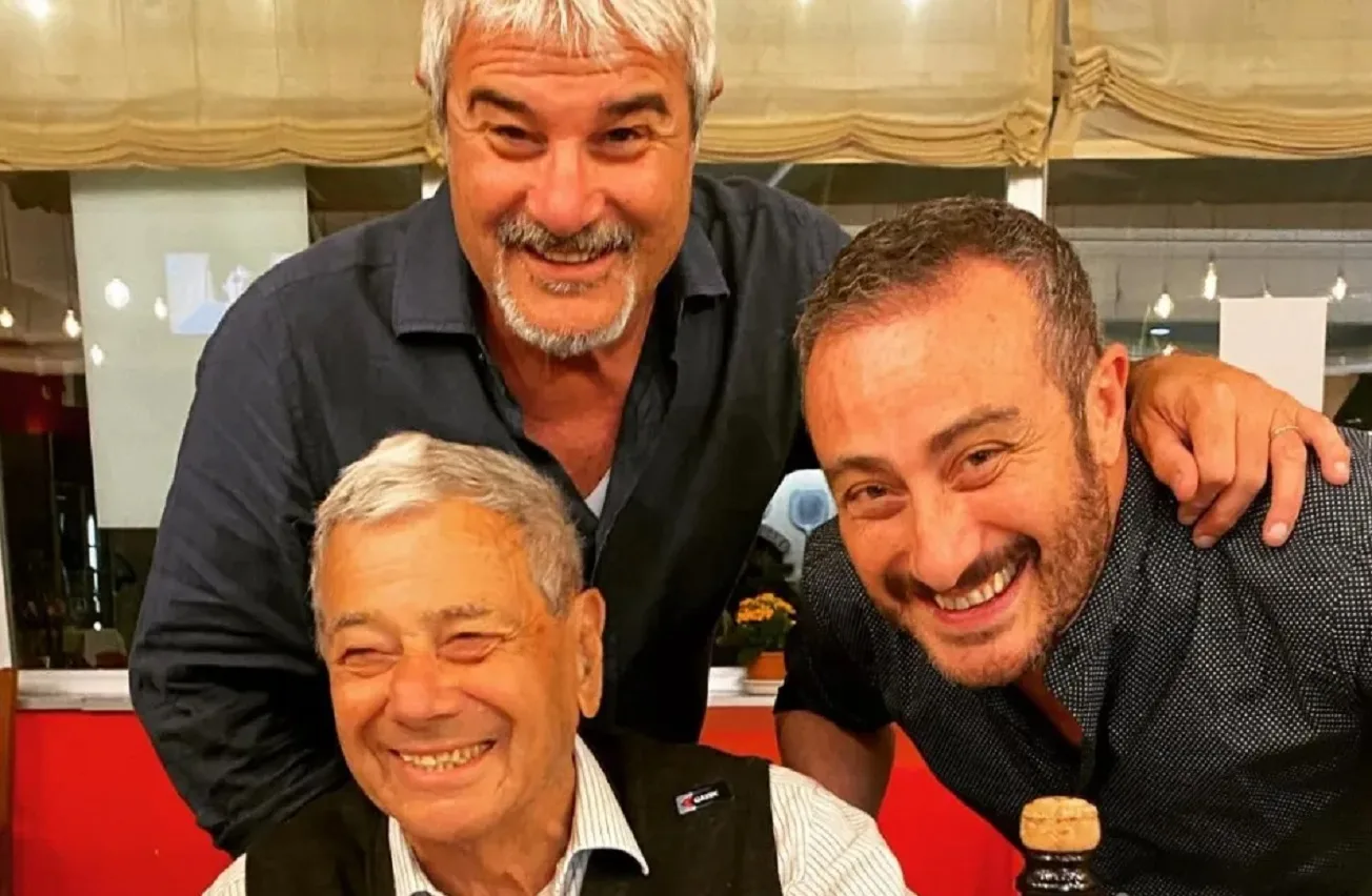 Pino Insegno con il papà Armando e il fratello Claudio