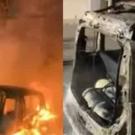 L'auto del 20enne ha preso fuoco dopo che si è acceso la sigaretta