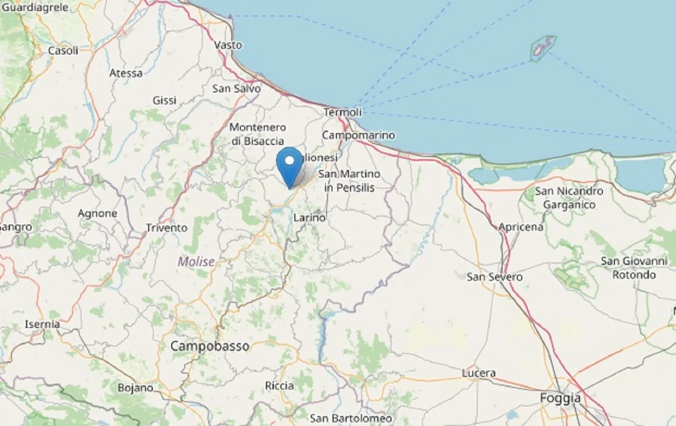 Una scossa di magnitudo 4 è stata registrata in provincia di Campobasso