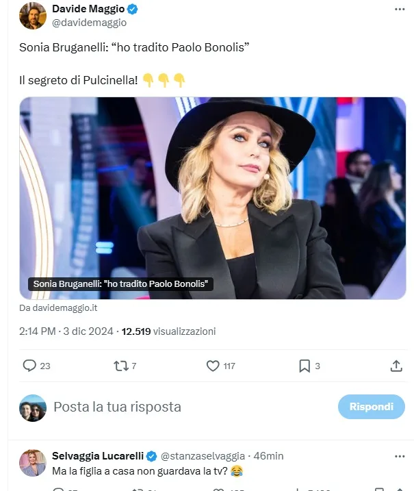 Selvaggia Lucarelli commenta la notizia del tradimento di Sonia Bruganelli