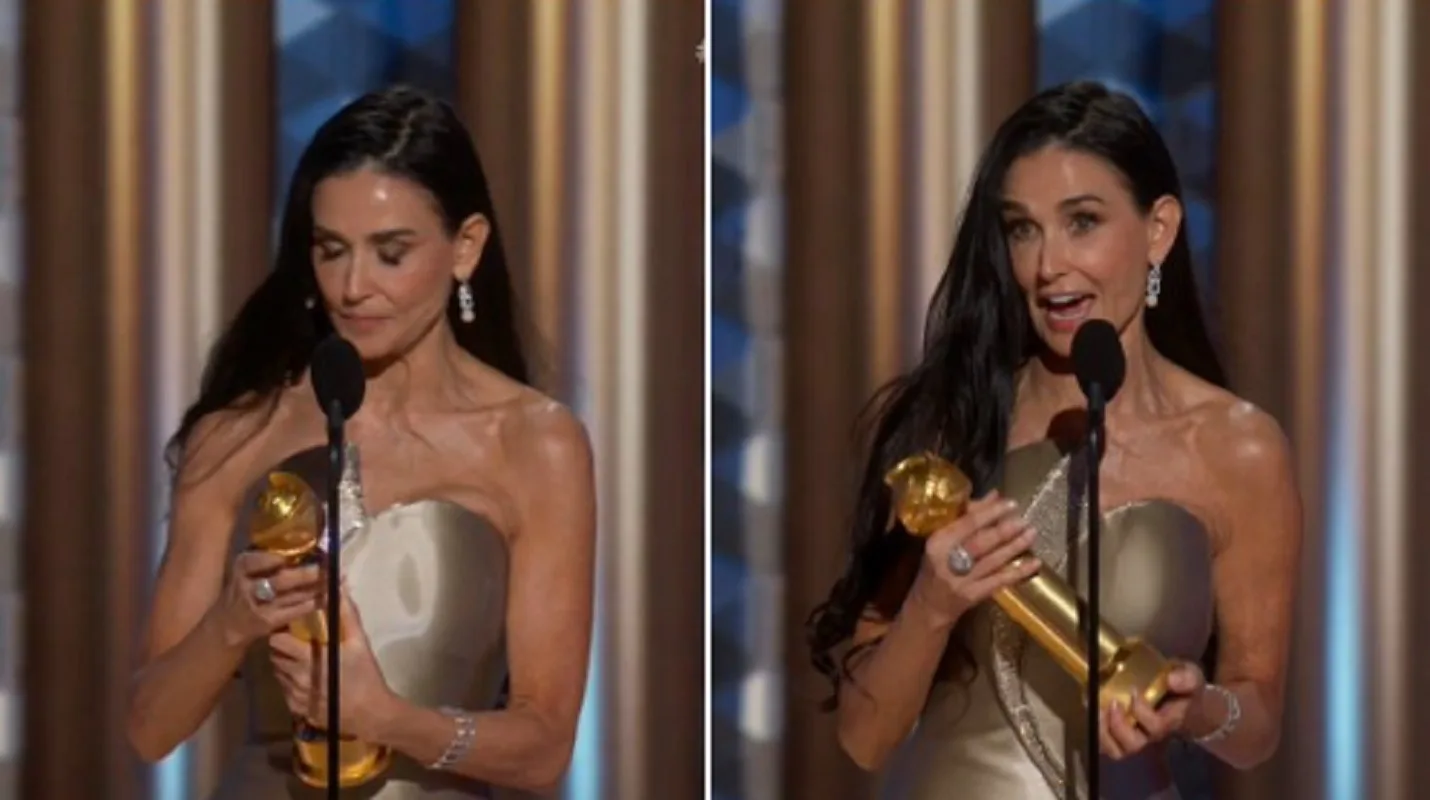 Demi Moore dopo aver riceuvto il Golden Globe