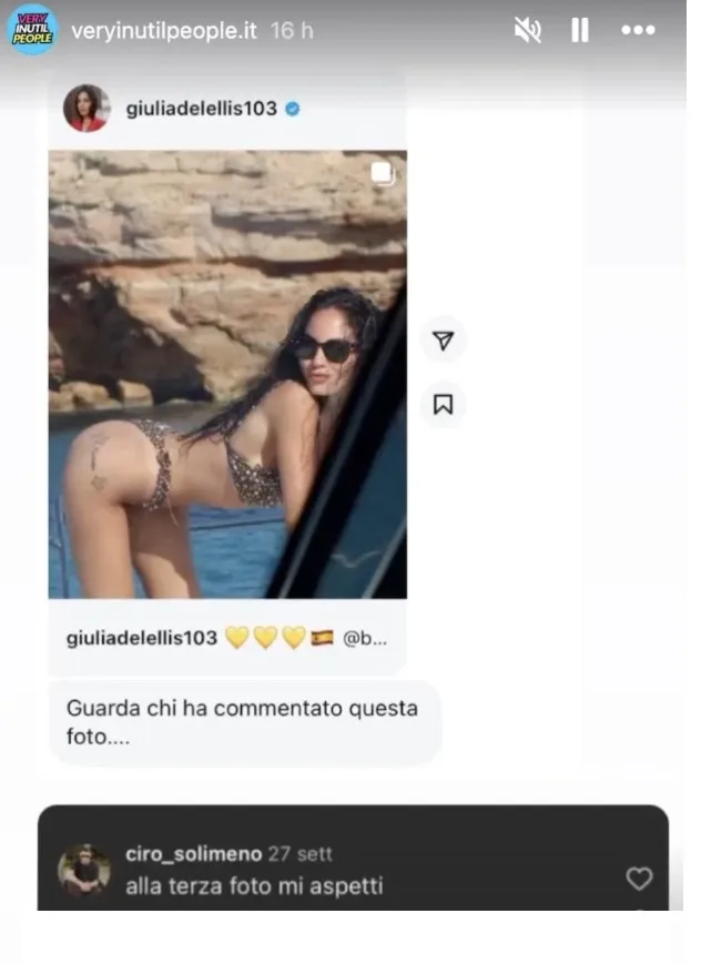 Il commento di Ciro Solimeno alla foto di Giulia De Lellis