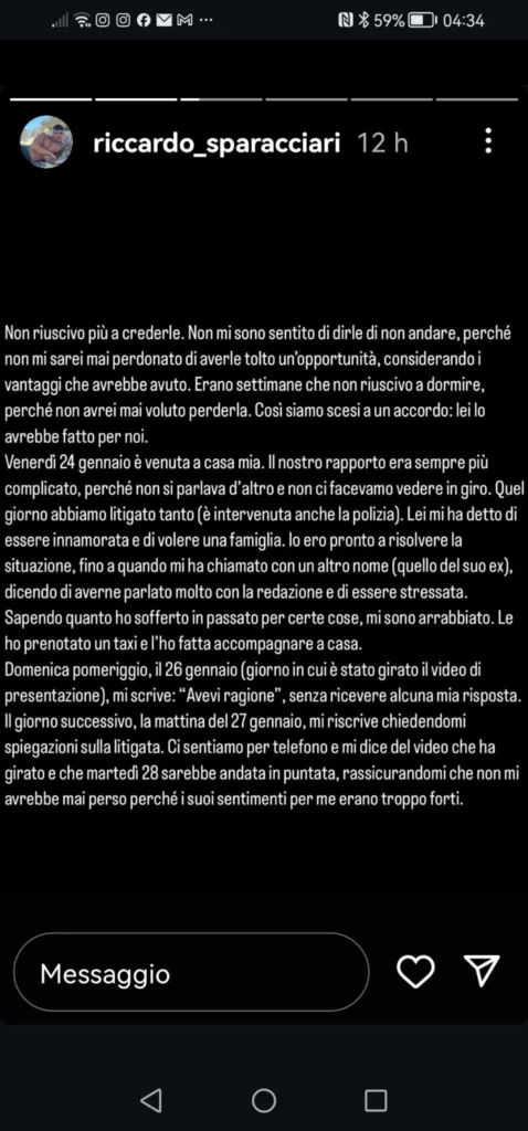 La Stories del presunto fidanzato di Chiara Pompei